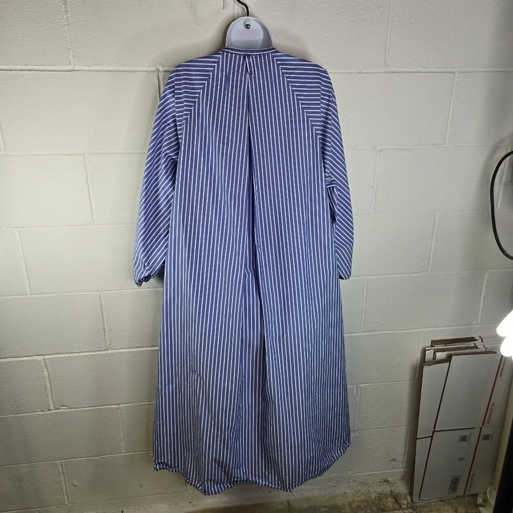 COS Voluminous Poplin Blue White Striped Balloon Oversized Long Midi Dress - Picture 16 of 16